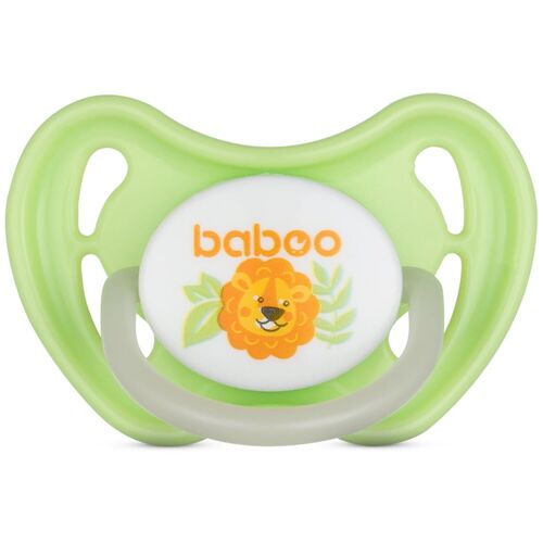 Baboo Latex Round Soother, Glows in the Dark, Green, Safari, 6+ Months