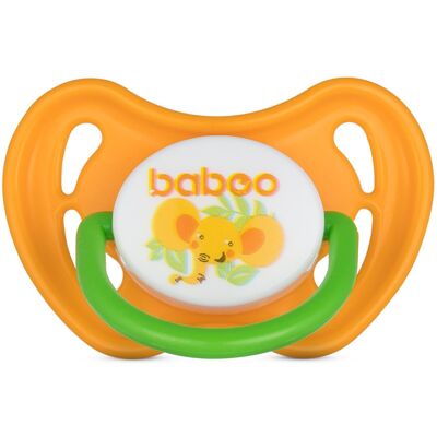 Chupete simétrico de silicona Baboo, naranja, Safari, 0+ meses