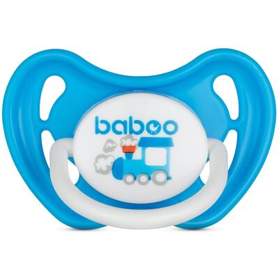 Baboo Latex Round Soother, Blue, Transport, 0+ Months