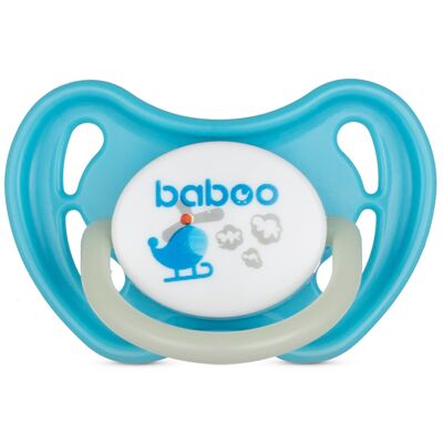 Baboo Silicone Orthodontic Soother, Glows in the Dark, Blue, Transport, 6+ Months
