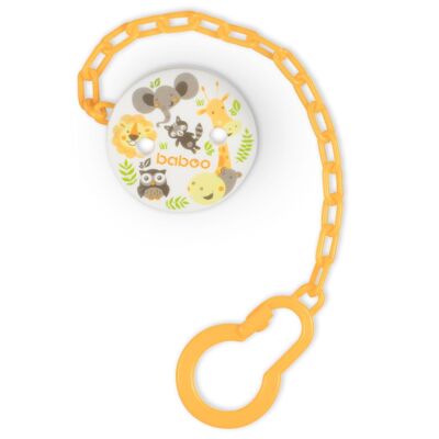 Baboo Soother Clip, Orange, Safari, 0+ Months