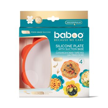 Baboo Assiette en Silicone avec Base Antidérapante, Orange, 6+ Mois 4