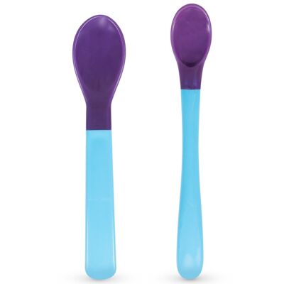 Cucharas sensibles al calor Baboo (2 piezas) azules, 4+ meses