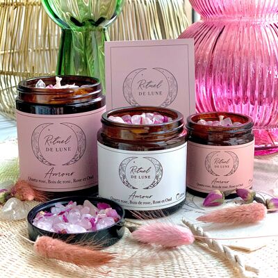 LOVE CANDLE - Rose Quartz-Rose Buds-Rose Wood-Rose-Oud Wood