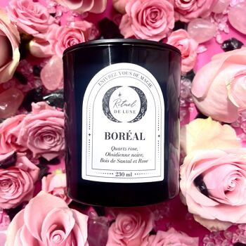 BOUGIE BOREAL 230ml - Quartz rose-Obsidienne noire-Rose-Bois de santal 1