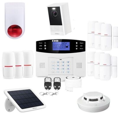 GSM connected wireless alarm with siren and standalone camera for home connected kit 18