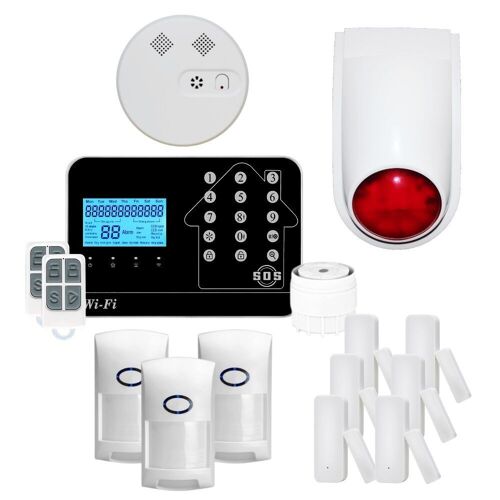 Kit Alarme maison connectée sans fil WIFI Box internet et GSM Futura noire Smart Life - Lifebox - KIT animal 6