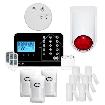 Wireless connected home alarm kit WIFI Internet and GSM box Futura black Smart Life - Lifebox - KIT animal 6