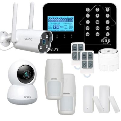 Kit allarme casa connessa senza fili Internet WIFI e GSM box Futura nero Smart Life e 2 telecamere WIFI - Lifebox - KIT11