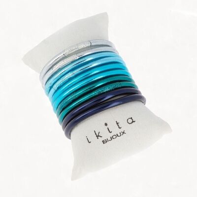 KIT di 10 braccialetti buddisti con mantra - Mix blu