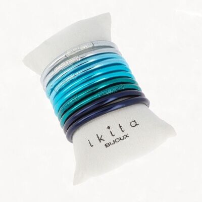 KIT de 10 brazaletes budistas con mantra - Mezcla azul