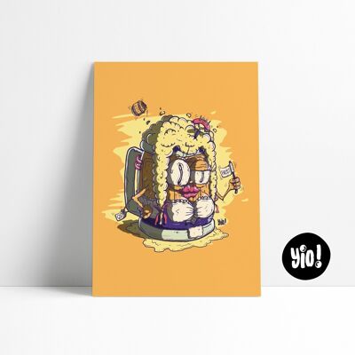 "Oktoberfest" Beer Poster, Beer Poster, Fun printed "Oktoberfest" illustration, Colorful wall decoration