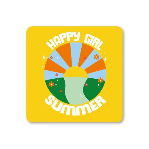 Happy Girl Summer Colourful Coaster Pack of 6