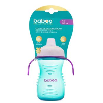 Baboo Gobelet avec bec verseur en silicone, 260 ml, menthe, 6 mois et plus 2