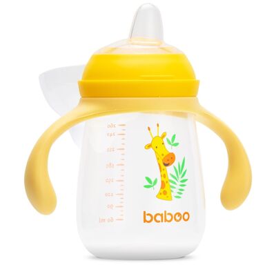 Baboo Gobelet avec bec verseur en silicone, 260 ml, Safari, Jaune, 6+ mois