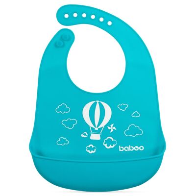 Baboo Silicone Bib, Turquoise, Transport, 4+ Months