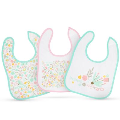 Baboo Cotton Bibs (3 pcs) Flora, 0+ Months