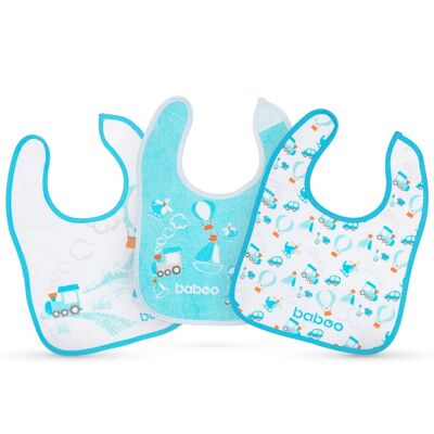 Baboo Cotton Bibs (3 pcs) Transport, 0+ Months