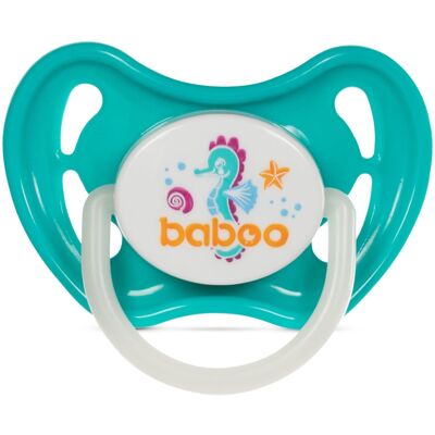 Baboo Silicone Symmetrical Soother, Glows in the Dark, Green, Sea Life, 0+ Months