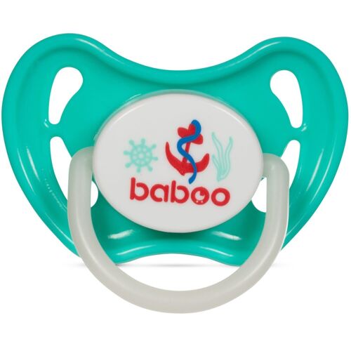 Baboo Silicone Symmetrical Soother, Glows in the Dark, Green, Marine, 0+ Months