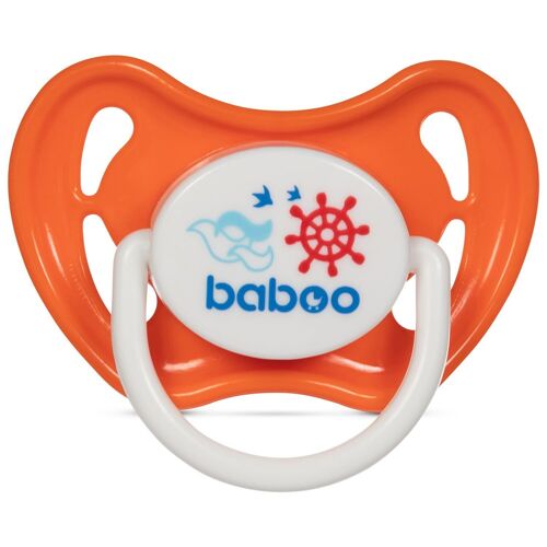 Baboo Silicone Round Soother, Orange, Marine, 6+ Months