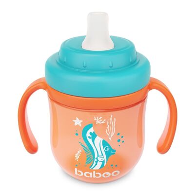 Baboo Cup mit Silikonauslauf, 200 ml, Sea Life, Orange, 6+ Monate