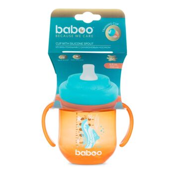 Baboo Gobelet avec bec verseur en silicone, 200 ml, Sea Life, Orange, 6+ mois 4