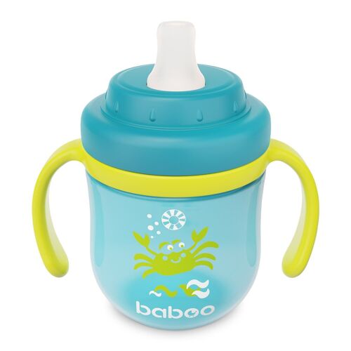 Baboo Cup with Silicone Spout, 200 ml, Marine, Green, 6+ Months