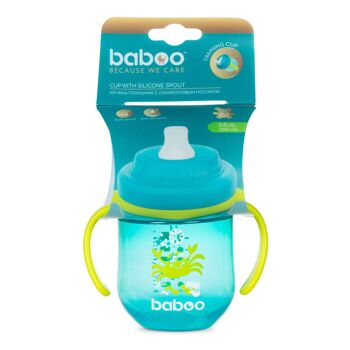 Baboo Gobelet avec bec verseur en silicone, 200 ml, Marine, Vert, 6+ mois 5