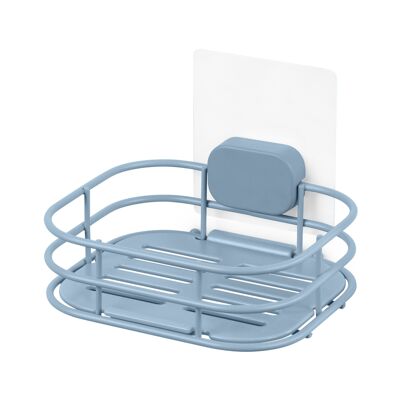 Wall-mounted soap dish and sponge holder, 14 x 12.5 x 10 cm, Blue, RAN10673