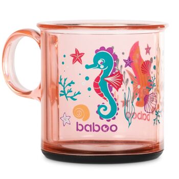 Baboo Gobelet à fond antidérapant, 170 ml, Sea Life, Rose, 12 mois et plus 1