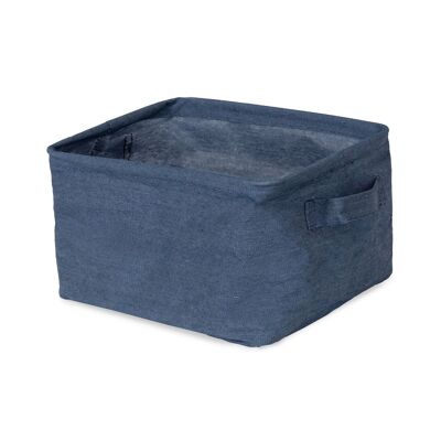 Storage basket with metal frame and handles, 25 x 20 x 15 cm, Denim blue, RAN8620