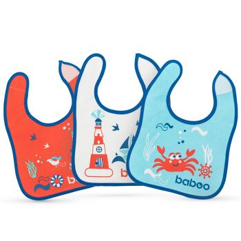 Baboo Bavoirs en coton (3 pcs) Marine, 0+ mois 1