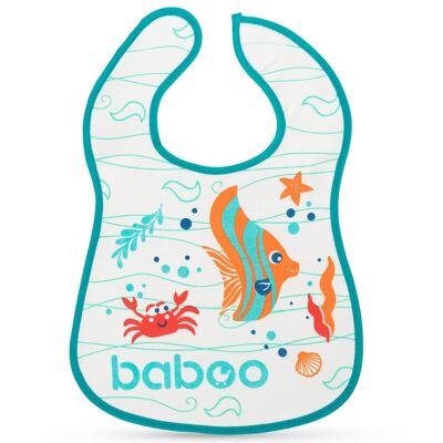 Baboo Cotton Bib, White, Sea Life, 3+ Months