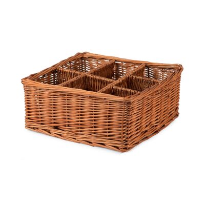 Wicker drawer organizer with 7 compartments, Woven wicker, 35 x 32 x 14 cm, Honey brown, RAN4761.