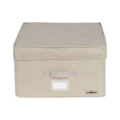 Caja de almacenamiento al vacío rígida, Tamaño mediano, 100 litros, 42 x 42 x 25 cm, Beige, RAN7116