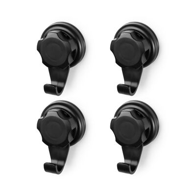 Set of 4 Wall Mounted Storage Hooks, Small Hooks, Rust-Proof Powder Coated Iron, 5.4 x 4 x H.8 cm, Black, RAN9774