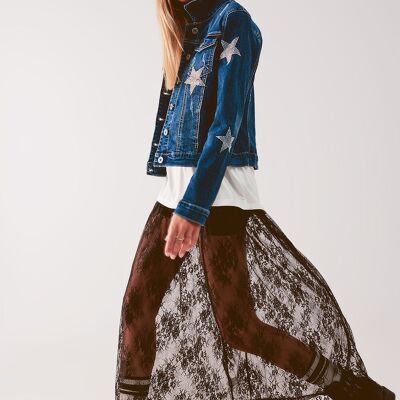 Denim jacket with star embellishment in midwash