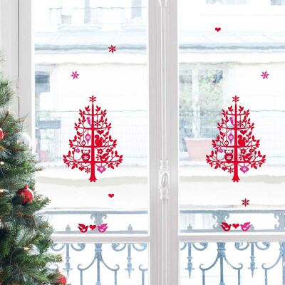 Vinilo decorativo para ventana árbol de Navidad