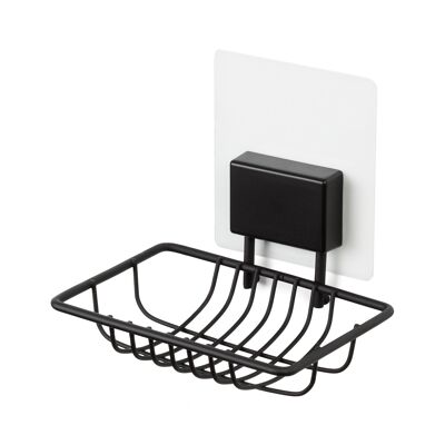 Wall-mounted soap dish, made of rust-proof powder coated iron, 11.5 x 9.5 x 10 cm, Black, RAN10205