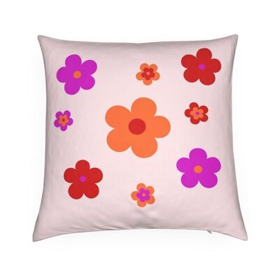 Fleurs fabuleuses no.2 - Housse de coussin en velours fleuri orange abricot