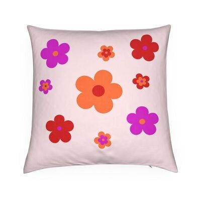Favolosi fiori n.2 - Fodera per cuscino in velluto floreale arancione albicocca