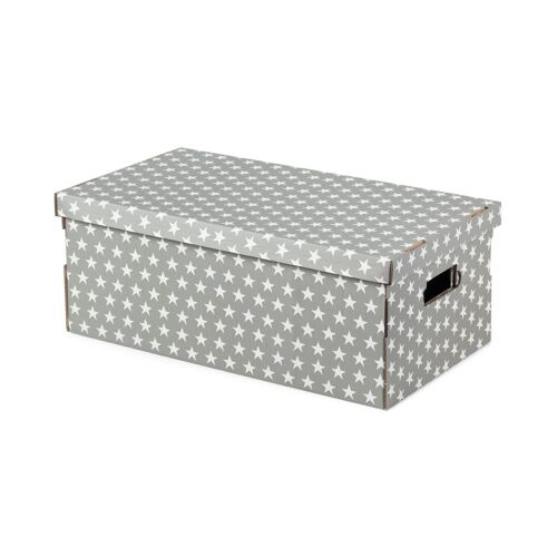 Lot de 2 boîtes de rangement en carton ondulé, 40 x 31 x H. 21 cm, gris, RAN7054