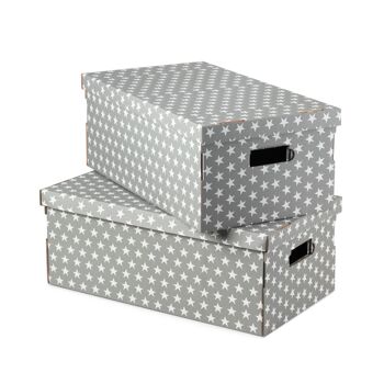Lot de 2 boîtes de rangement en carton ondulé, 40 x 31 x H. 21 cm, gris, RAN7054 4