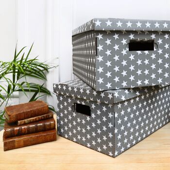 Lot de 2 boîtes de rangement en carton ondulé, 40 x 31 x H. 21 cm, gris, RAN7054 5