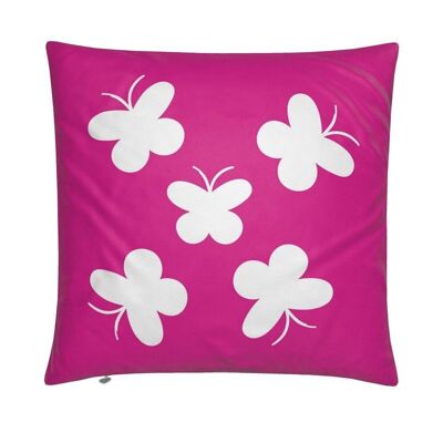 Coda di cavallo rosa n.2 - Fodera per cuscino in velluto con farfalle rosa