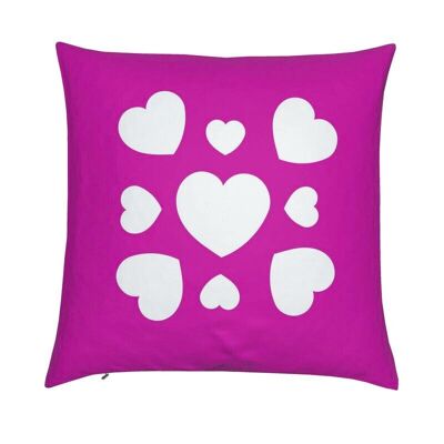 Queue de cheval rose no.3 - Housse de coussin en velours coeurs roses