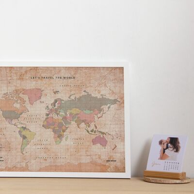 Cork World Map with frame - Old School - S & M