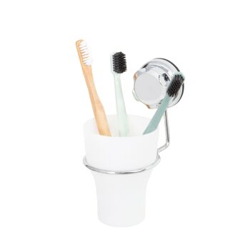 Porte-brosse à dents mural avec gobelet, en fer chromé antirouille, 7,9 x 10,5 x 16,5 cm, Chrome, RAN7807 4