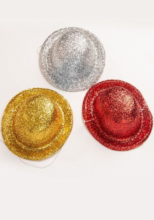 Articoli per feste - Party set (3 cappellini glitter) in busta con cavallotto